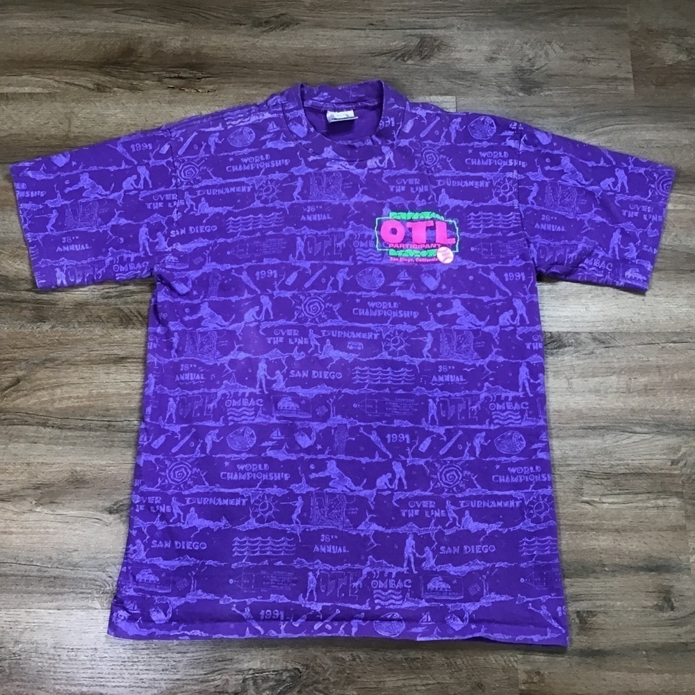 VINTAGE T-Shirt Size XL Single Stitch Graphic Over The Line Tournament San Diego